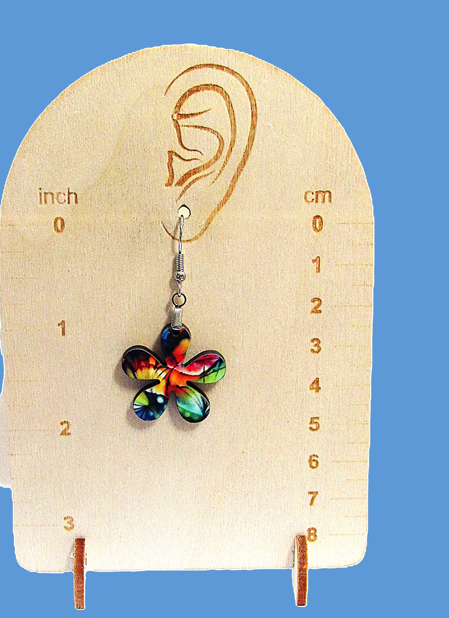 1 inch Hippie Flower Shaped Sublimated Earrings MDF