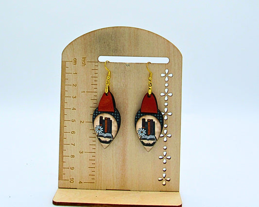 MDF and Faux Leather- Teardrop Shaped Sublimated Earrings 1.5 inch