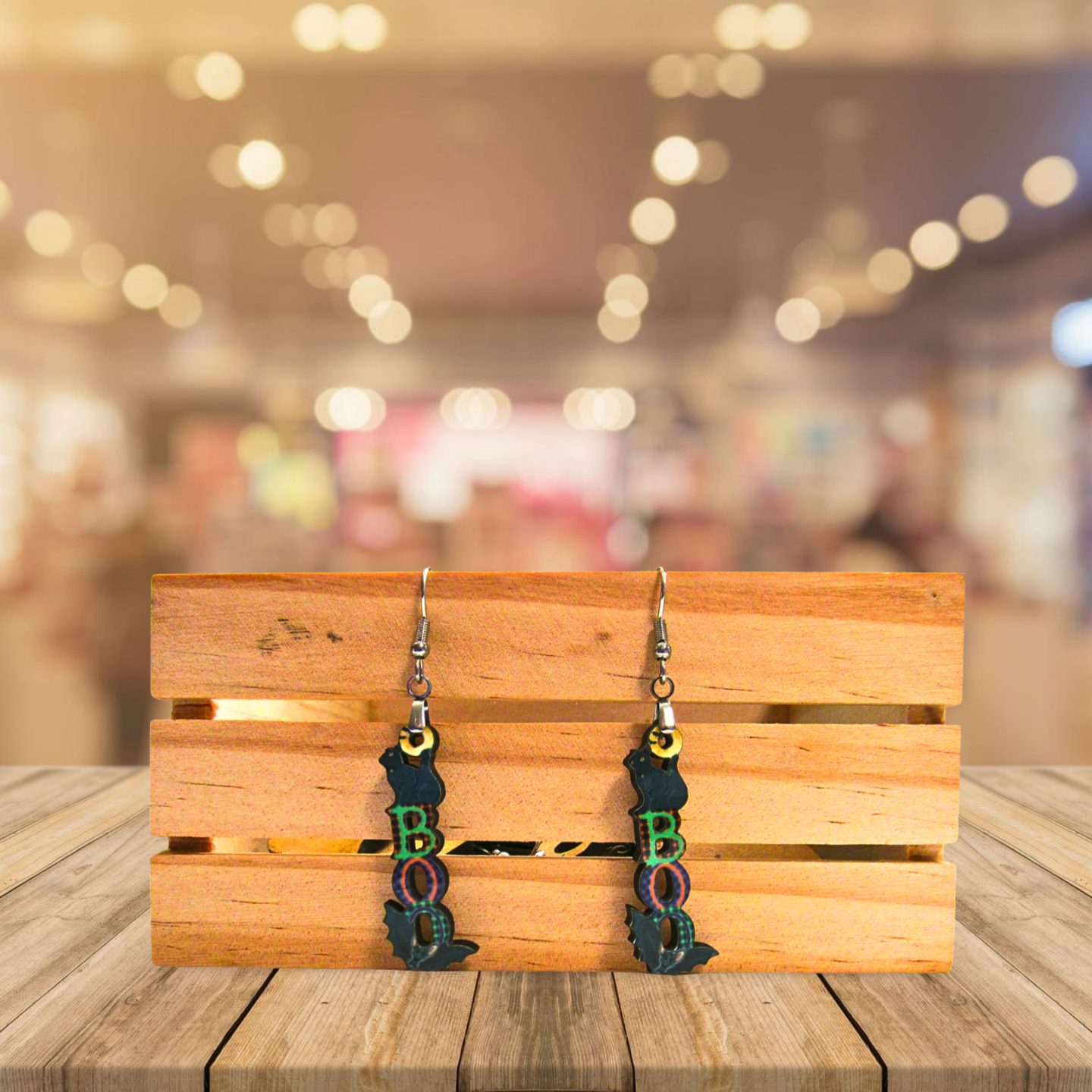 Cat Boo Shaped Sublimated Earrings 1.5 inch