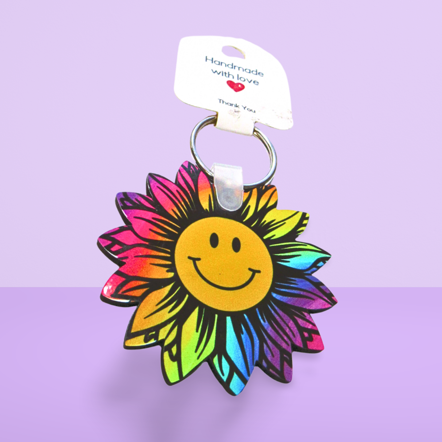 Sunflower Shaped Sublimated Keychain