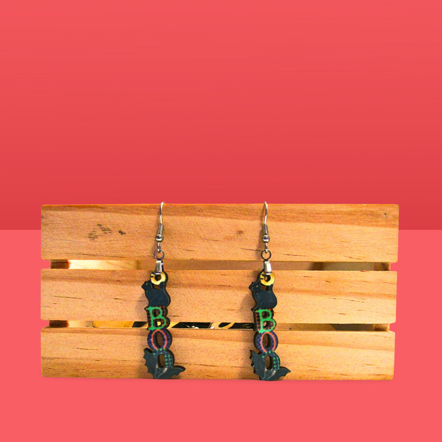 Cat Boo Shaped Sublimated Earrings 1.5 inch