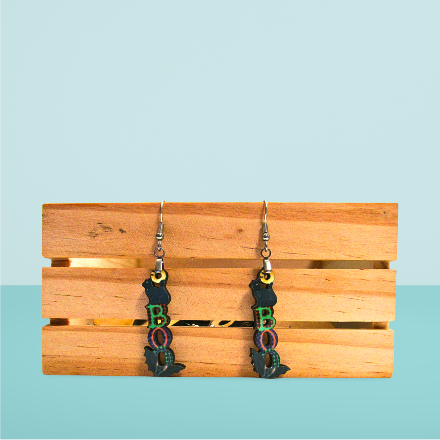 Cat Boo Shaped Sublimated Earrings 1.5 inch