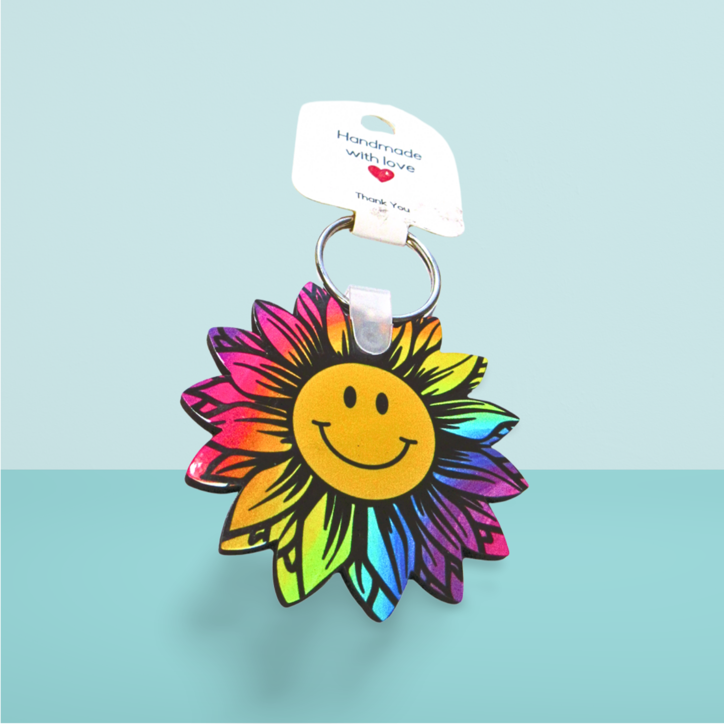 Sunflower Shaped Sublimated Keychain