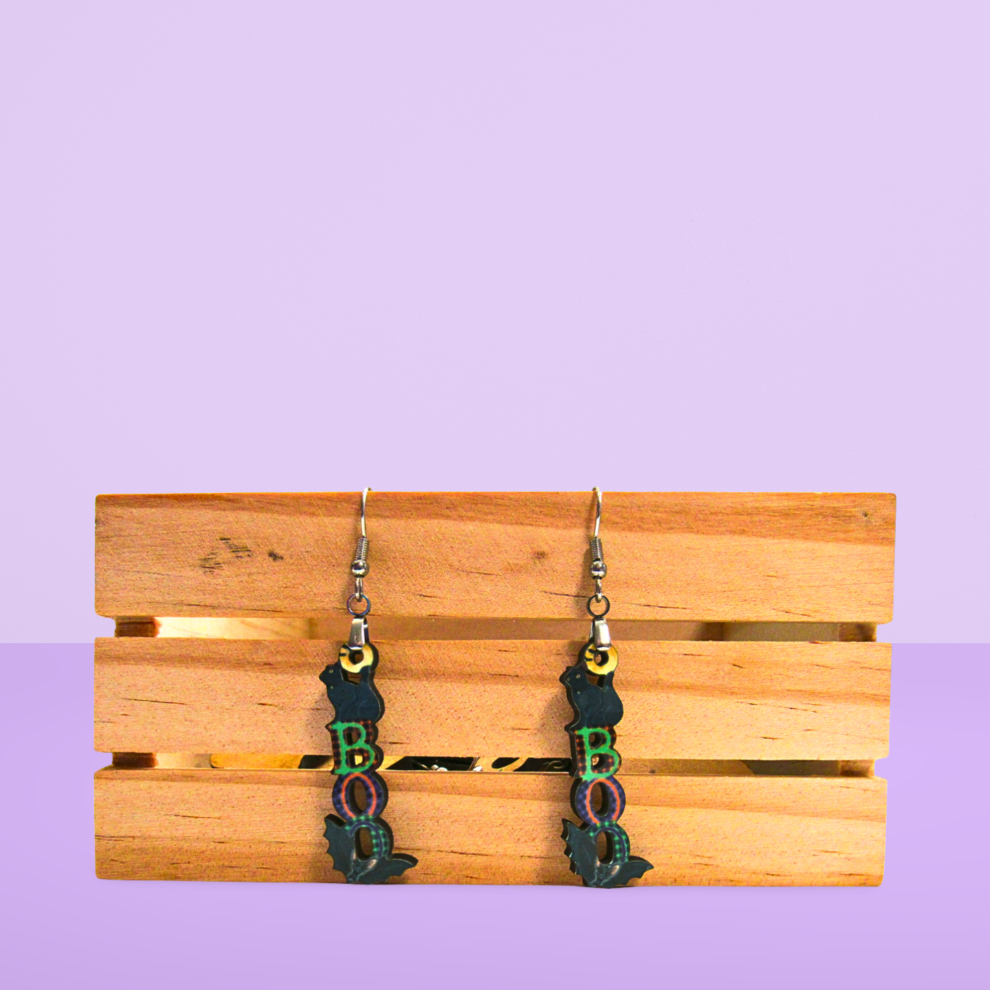 Cat Boo Shaped Sublimated Earrings 1.5 inch