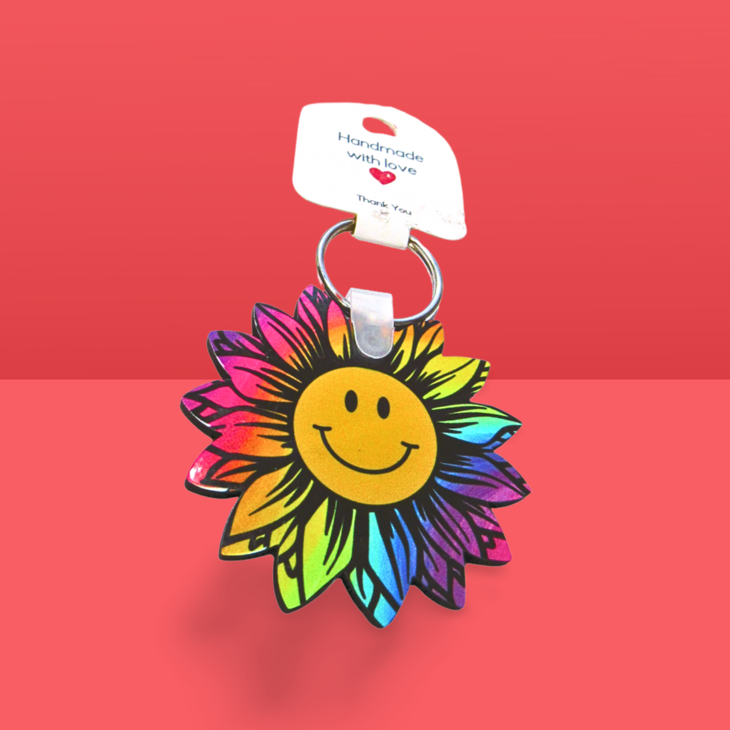 Sunflower Shaped Sublimated Keychain