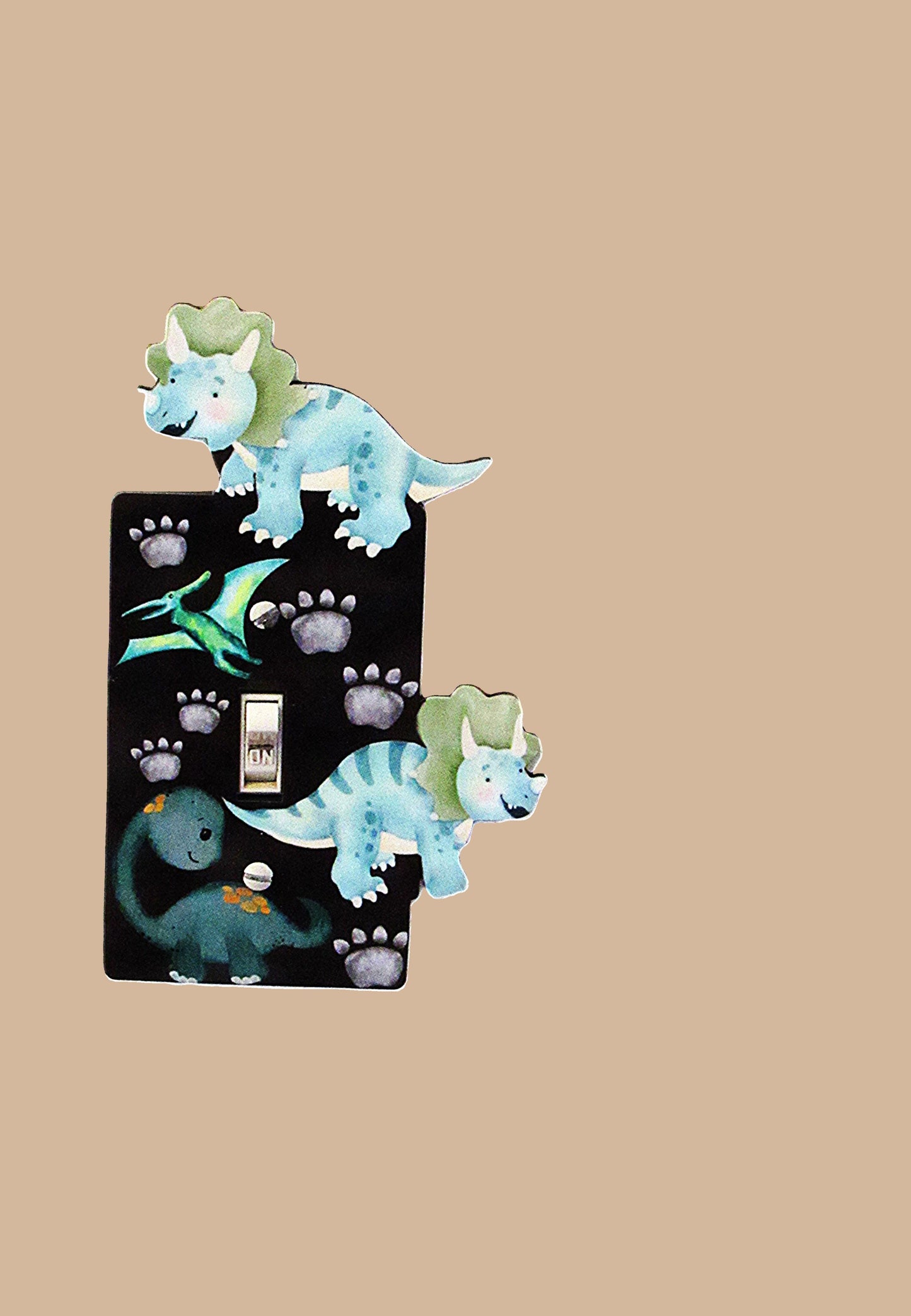 Dinosaur Shaped Sublimated Light Switch Plate