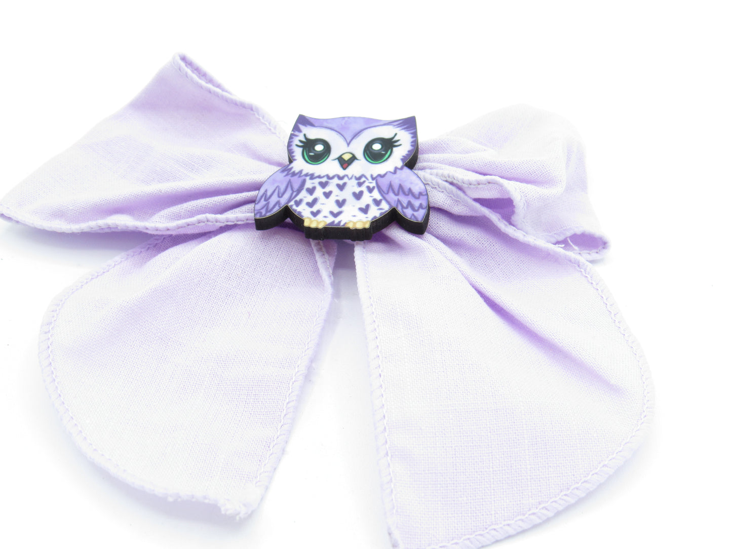 5" Girls Cotton Hair Bow with Custom Sublimated Owl Center