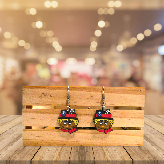 Scarecrow Head Shaped Sublimated Earrings