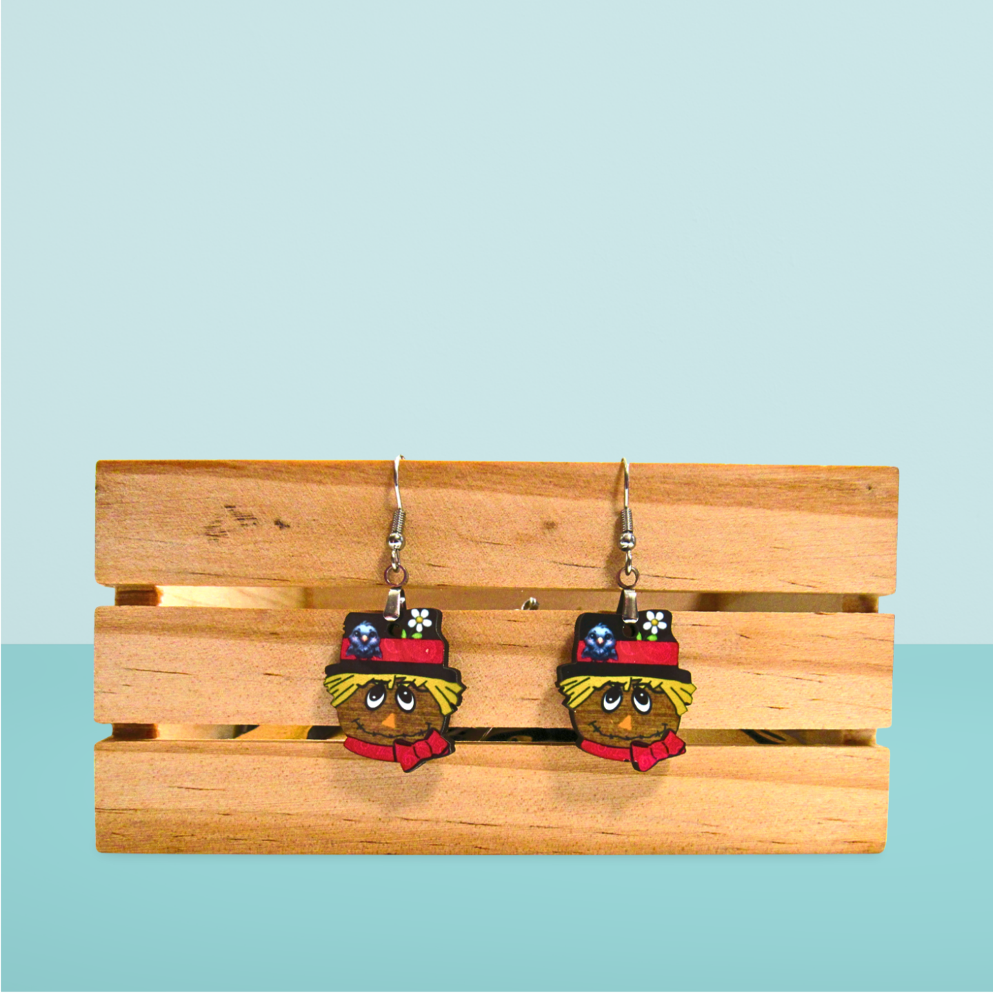 Scarecrow Head Shaped Sublimated Earrings