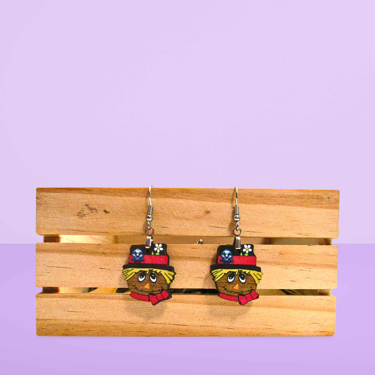 Scarecrow Head Shaped Sublimated Earrings