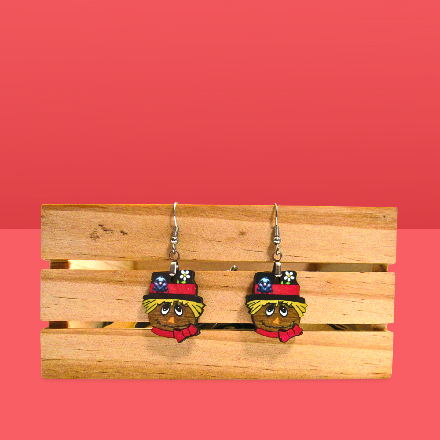 Scarecrow Head Shaped Sublimated Earrings