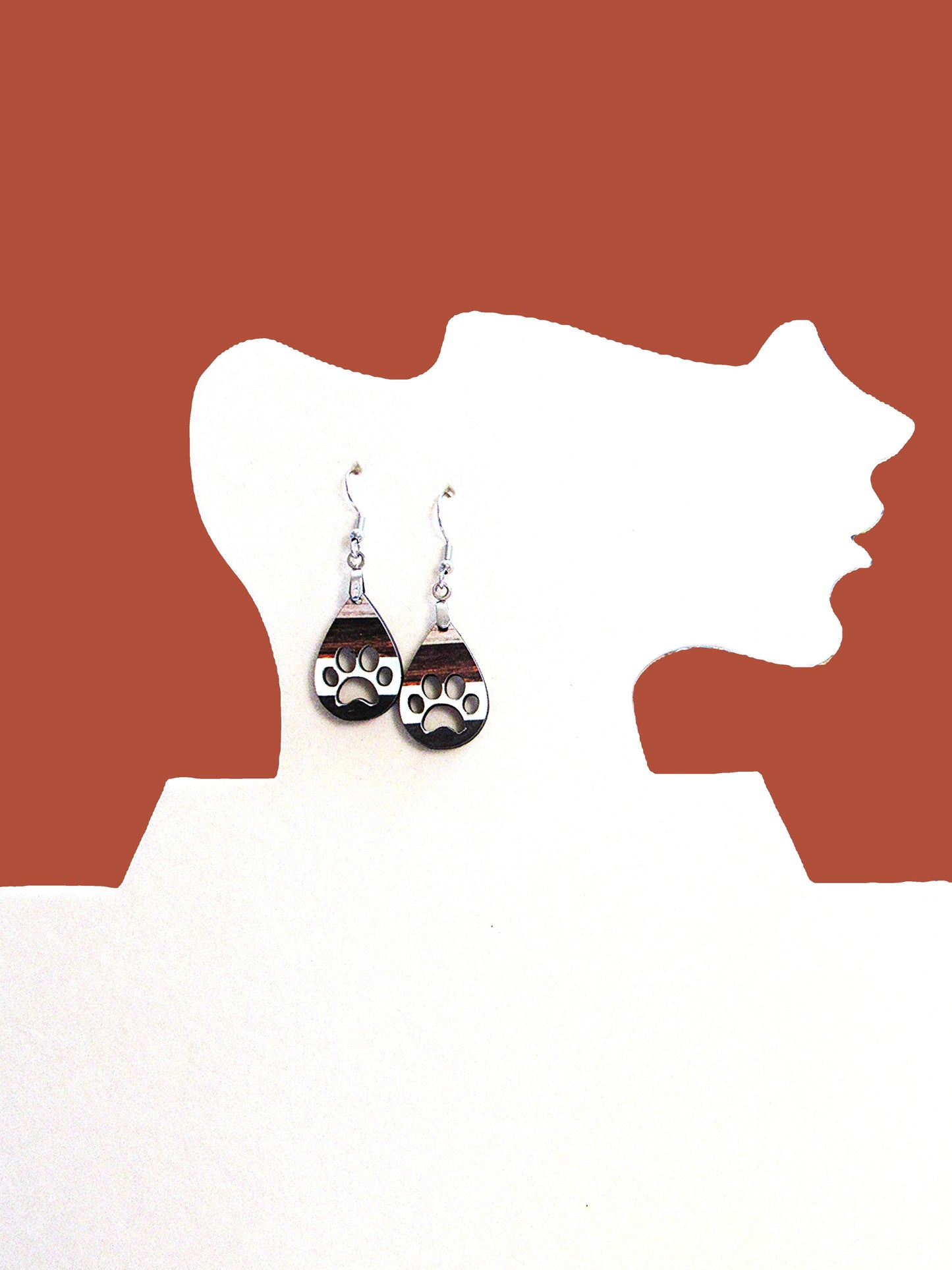 Pawprint Teardrop  Shaped Sublimated Earring 1 inch