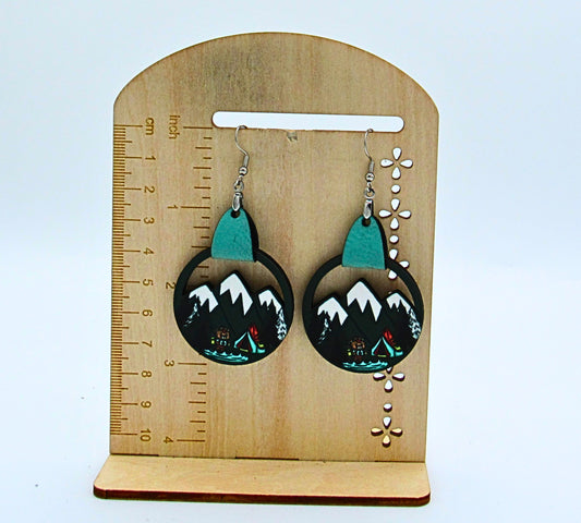 MDF- Faux Leather Mountain Shaped Sublimated Earrings 1.5 inch