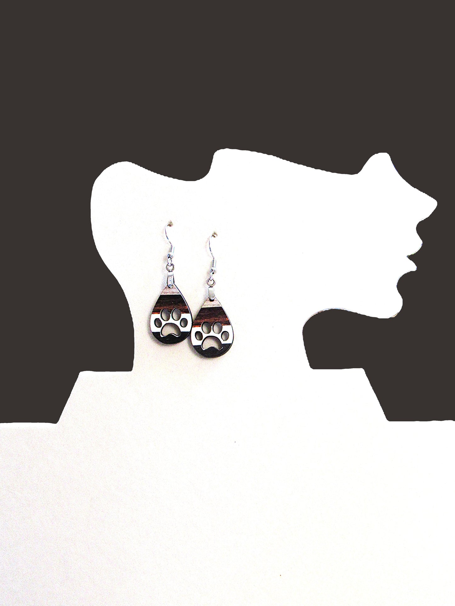 Pawprint Teardrop  Shaped Sublimated Earring 1 inch