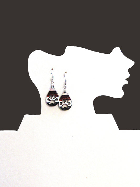 Pawprint Teardrop  Shaped Sublimated Earring 1 inch
