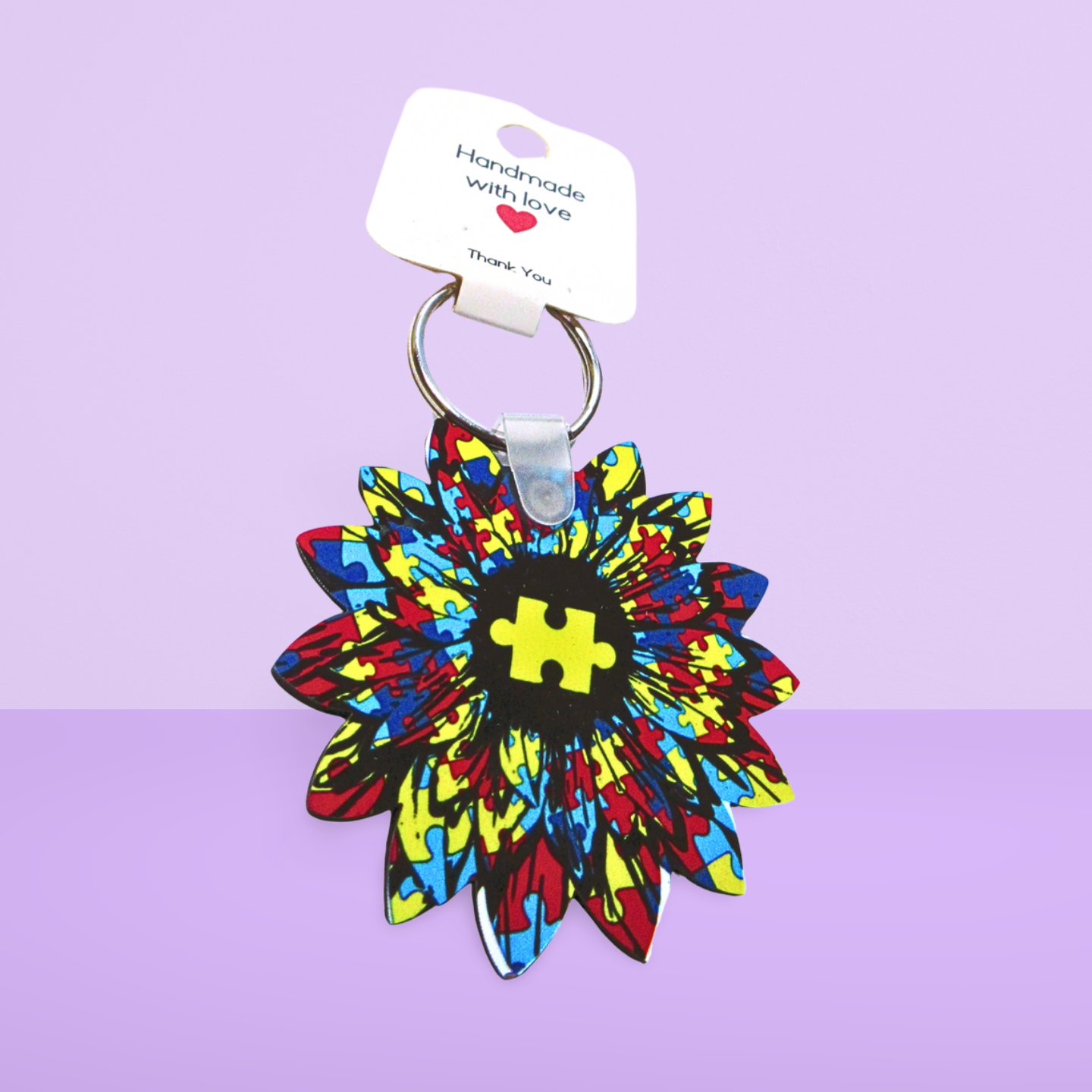 Sunflower Shaped Sublimated Keychain