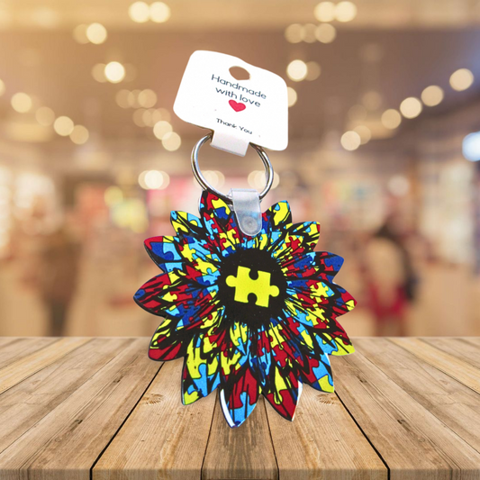 Sunflower Shaped Sublimated Keychain