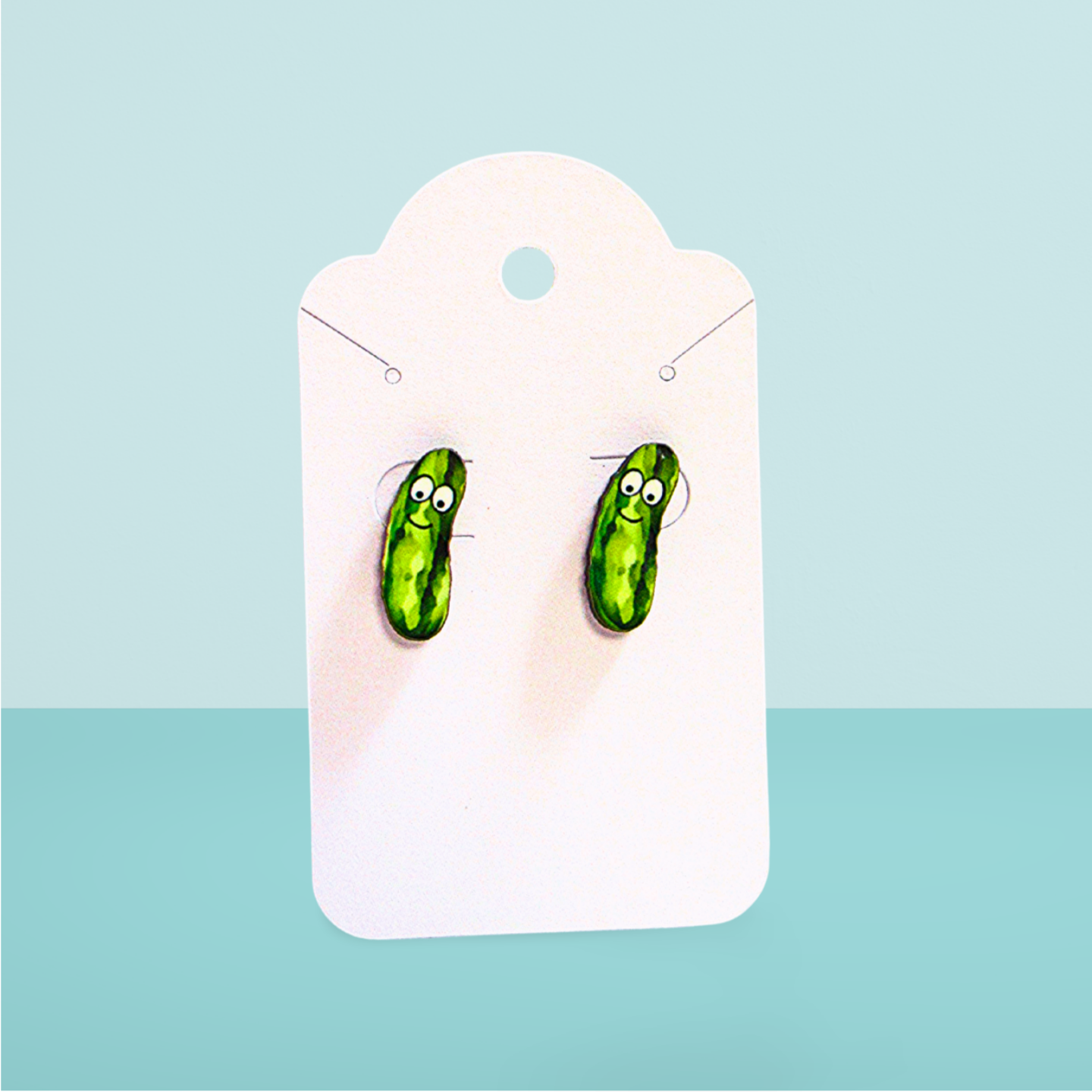 Pickle Shaped Sublimated Stud Earrings
