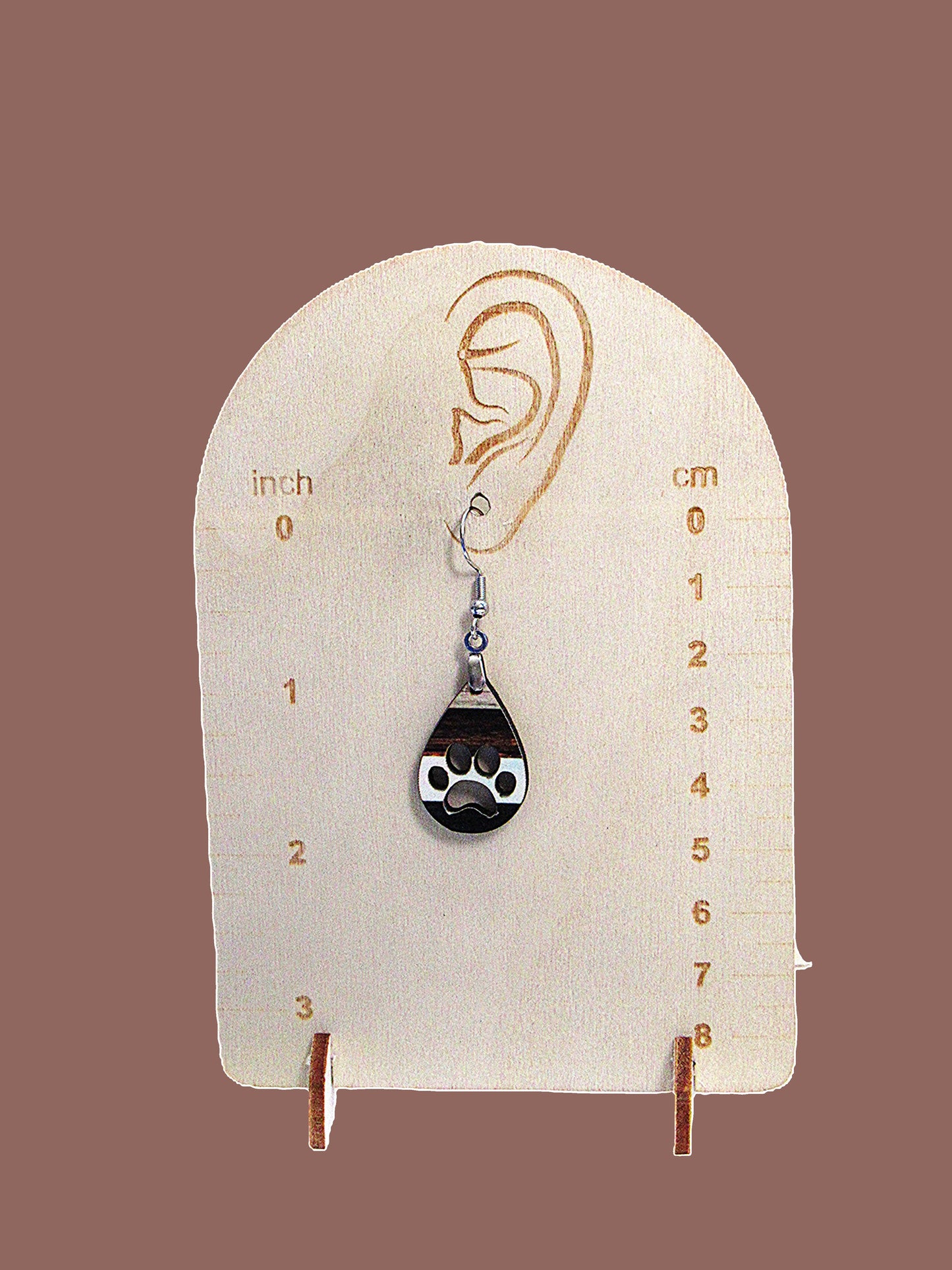 Pawprint Teardrop  Shaped Sublimated Earring 1 inch