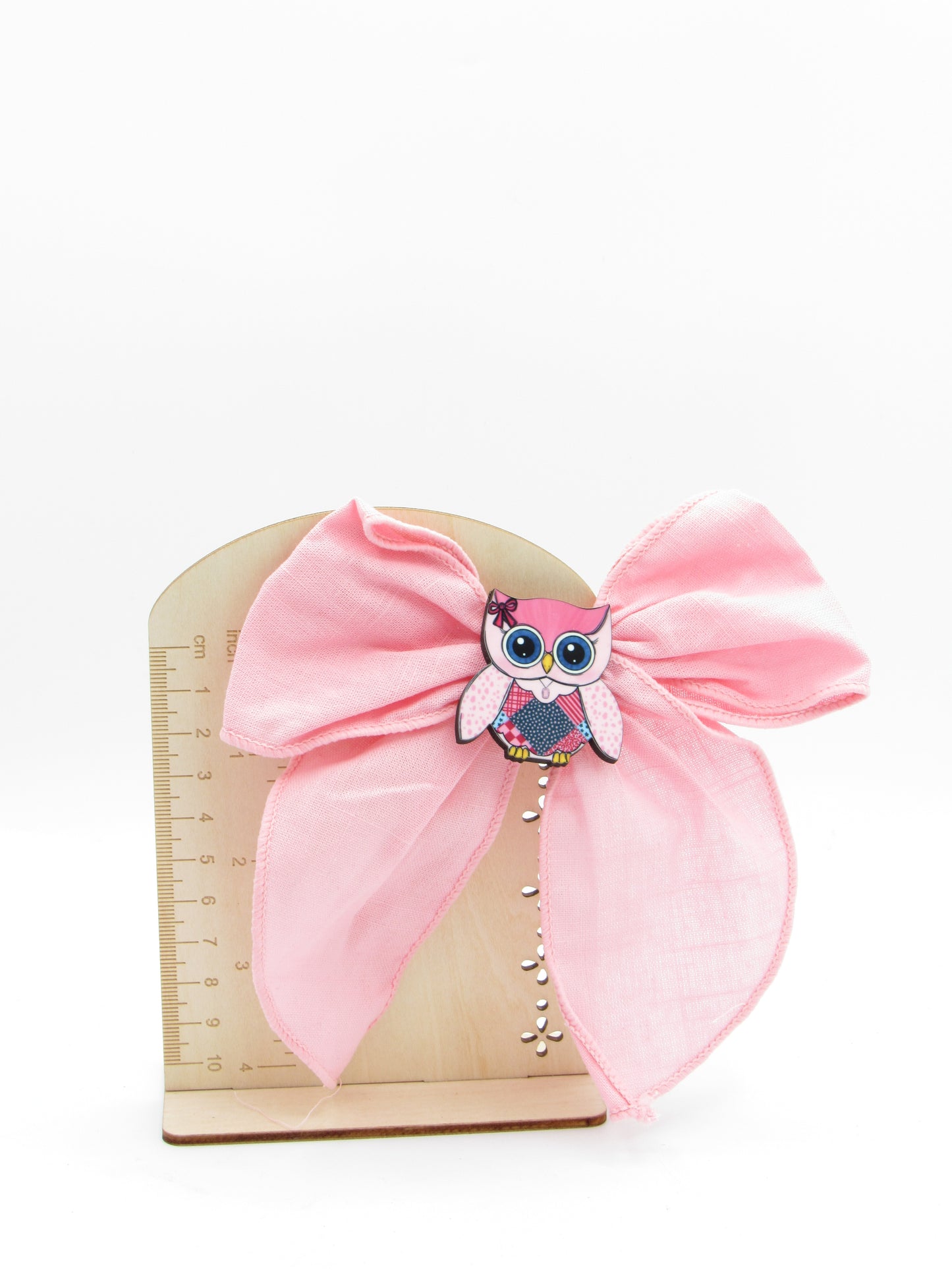 5" Girls Cotton Hair Bow with Custom Sublimated Owl Center