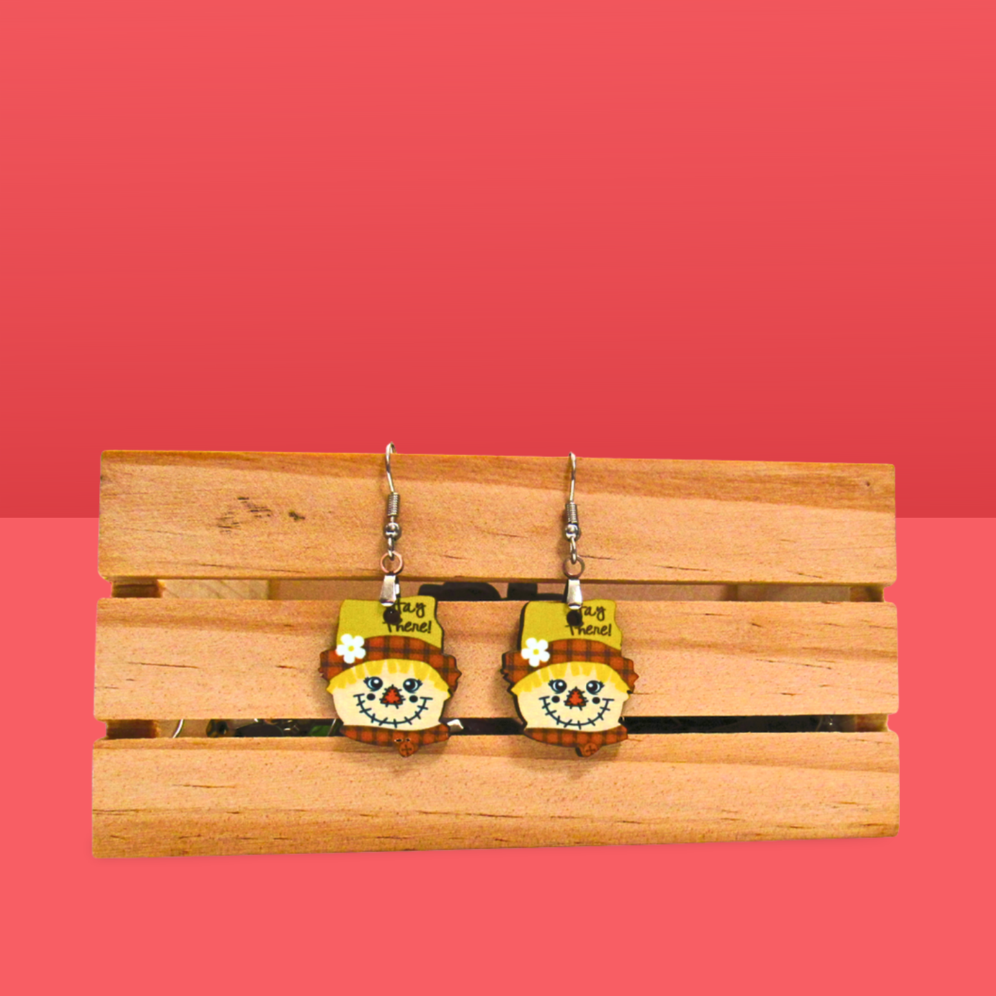 Scarecrow Head Shaped Sublimated Earrings