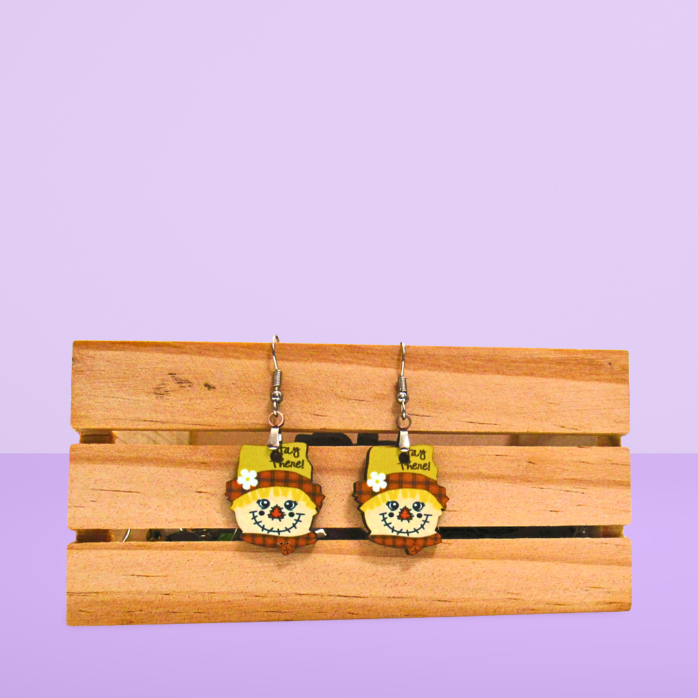 Scarecrow Head Shaped Sublimated Earrings