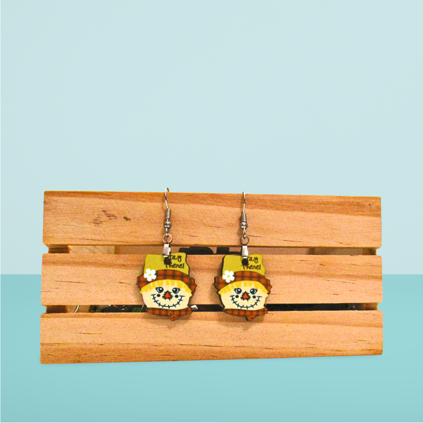 Scarecrow Head Shaped Sublimated Earrings