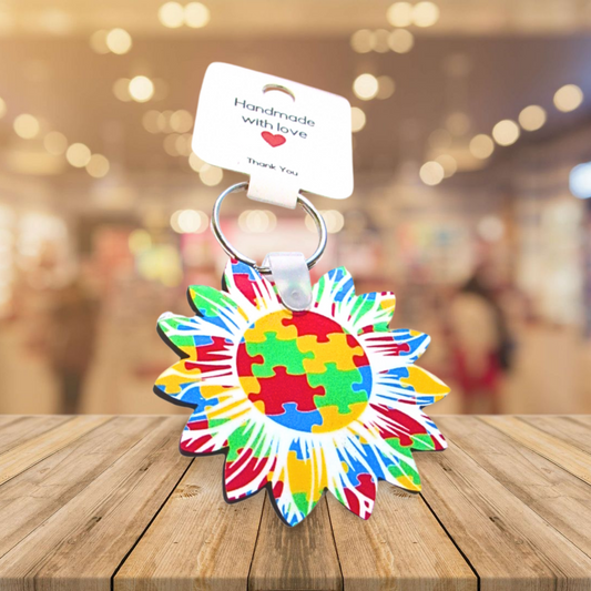 Sunflower Shaped Sublimated Keychain