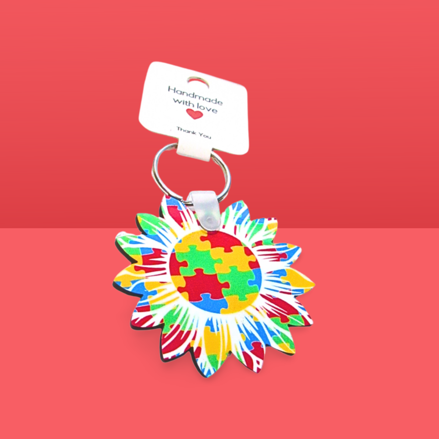 Sunflower Shaped Sublimated Keychain