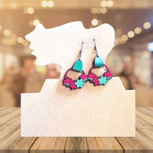 Round Flower Cluster Shaped Sublimated Earrings