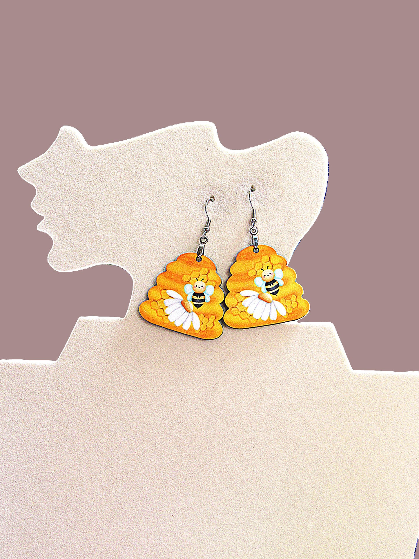 Beehive Shaped Sublimated Earrings 1.5 inch