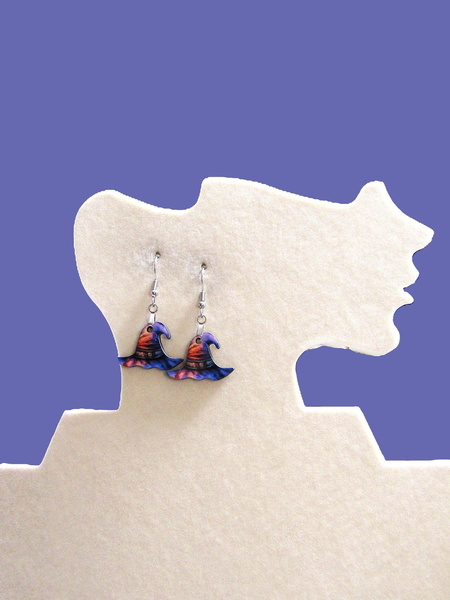 Witch Hat Shaped Sublimated Earrings 1 inch