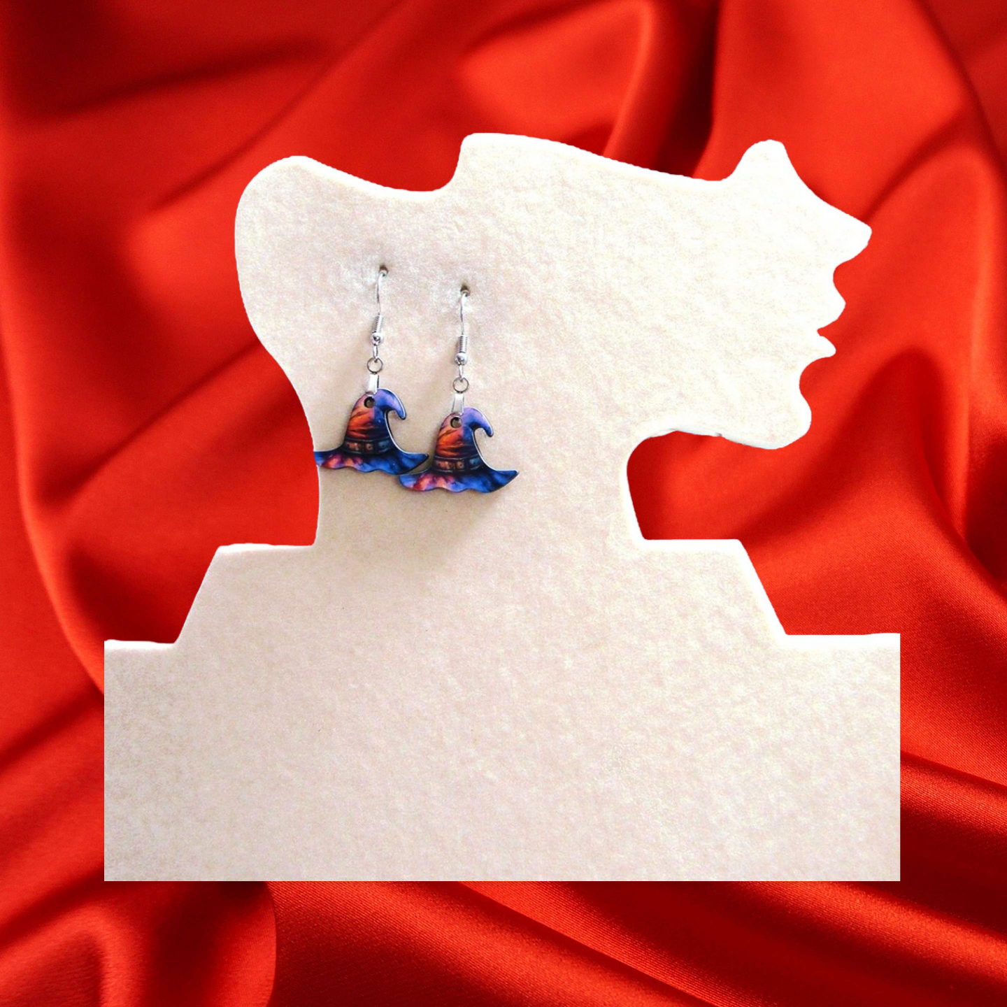Witch Hat Shaped Sublimated Earrings 1 inch