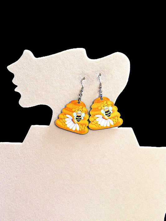 Beehive Shaped Sublimated Earrings 1.5 inch