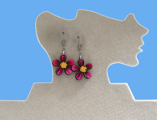 1 inch Hippie Flower Shaped Sublimated Earrings MDF