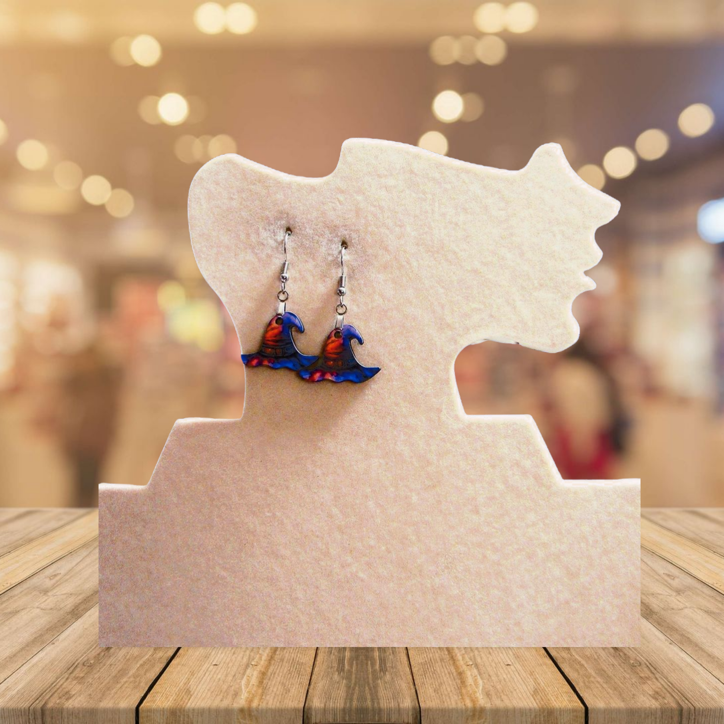 Witch Hat Shaped Sublimated Earrings 1 inch