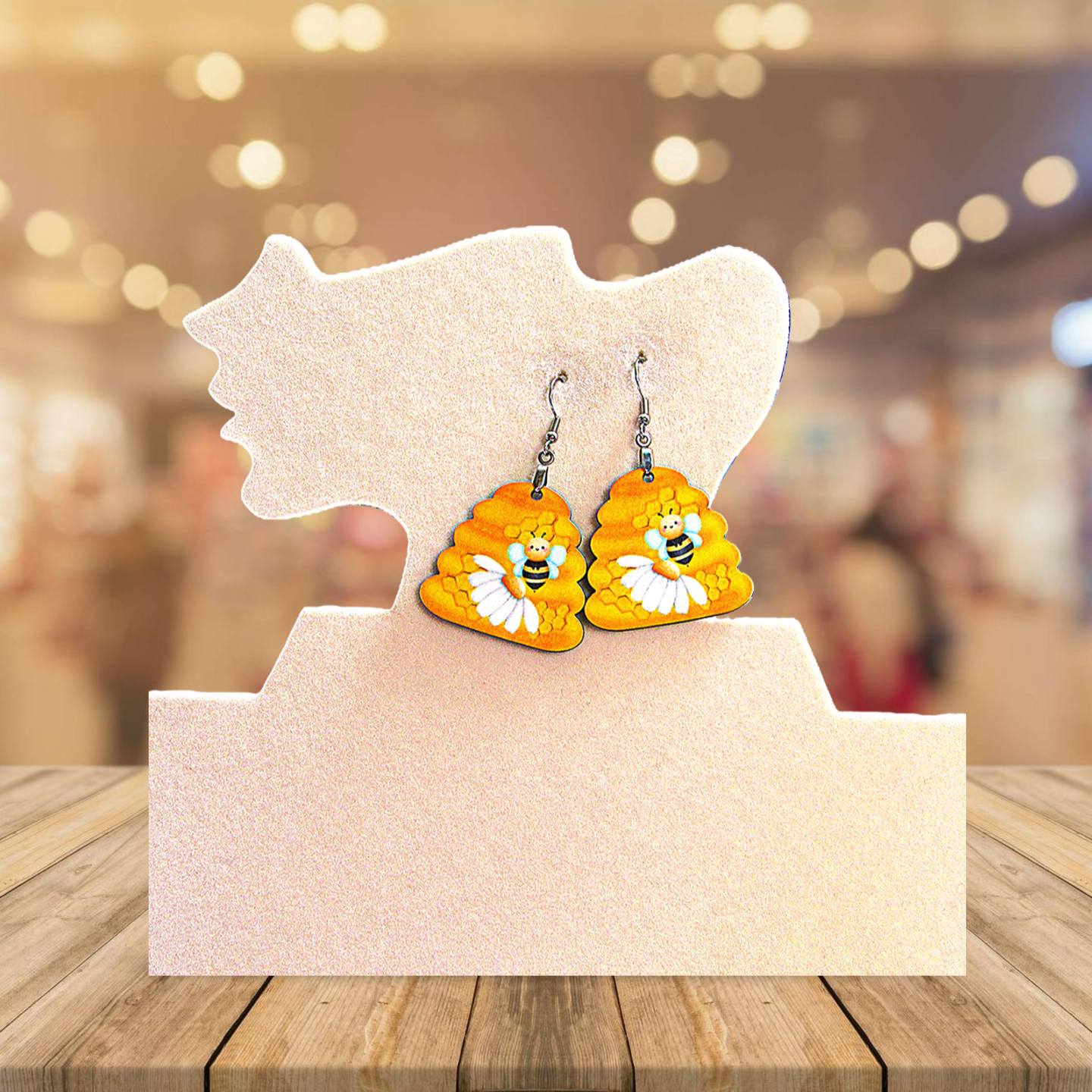 Beehive Shaped Sublimated Earrings 1.5 inch