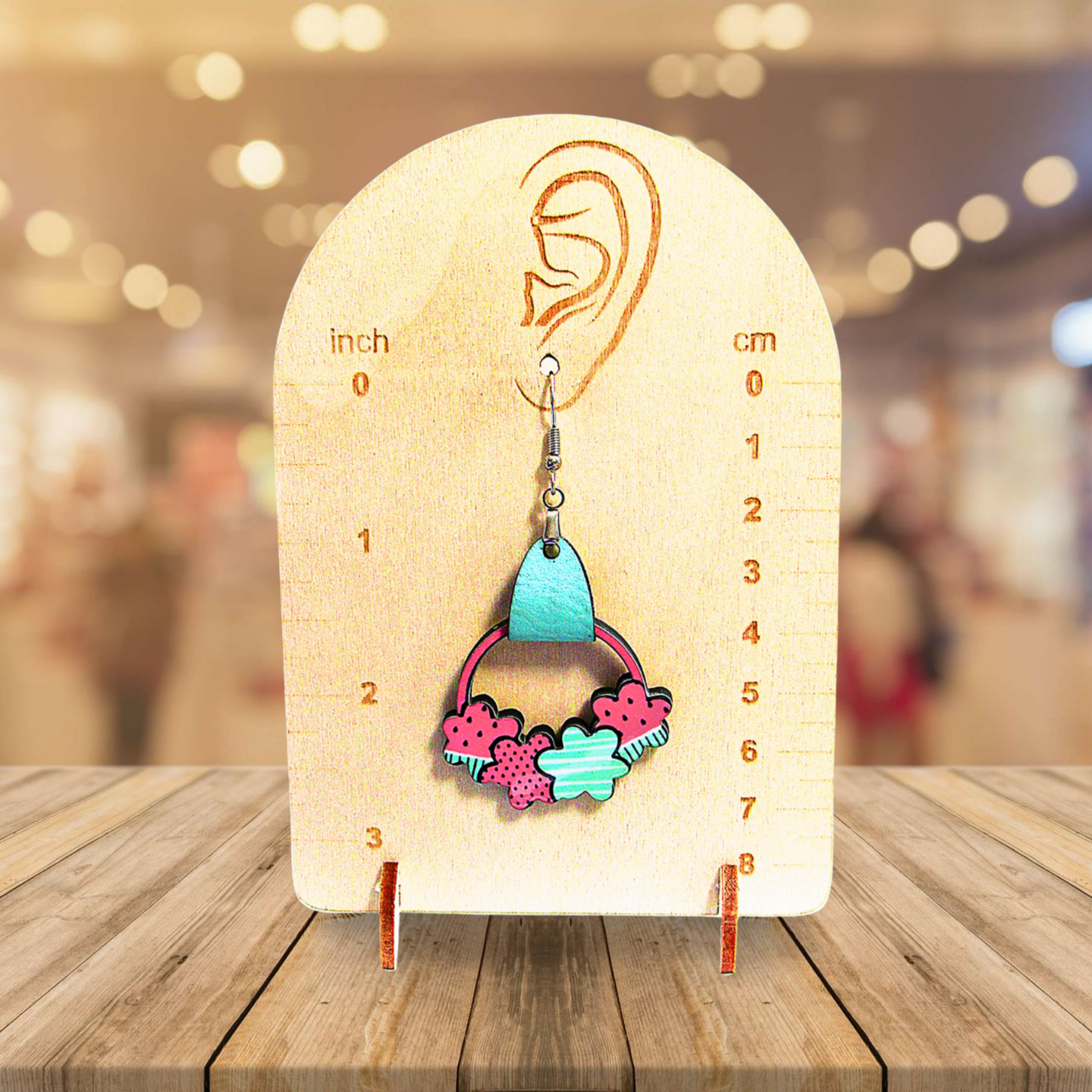 Round Flower Cluster Shaped Sublimated Earrings