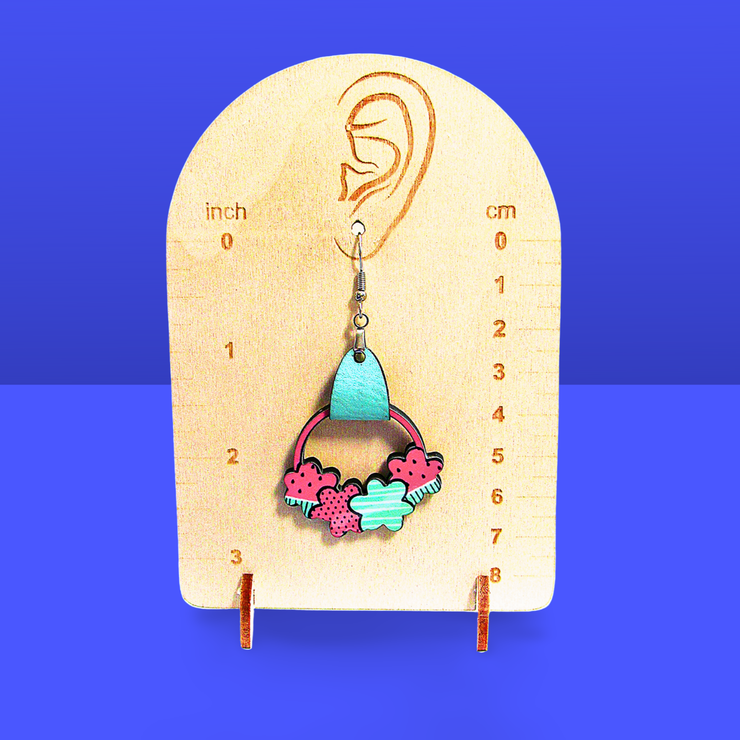 Round Flower Cluster Shaped Sublimated Earrings