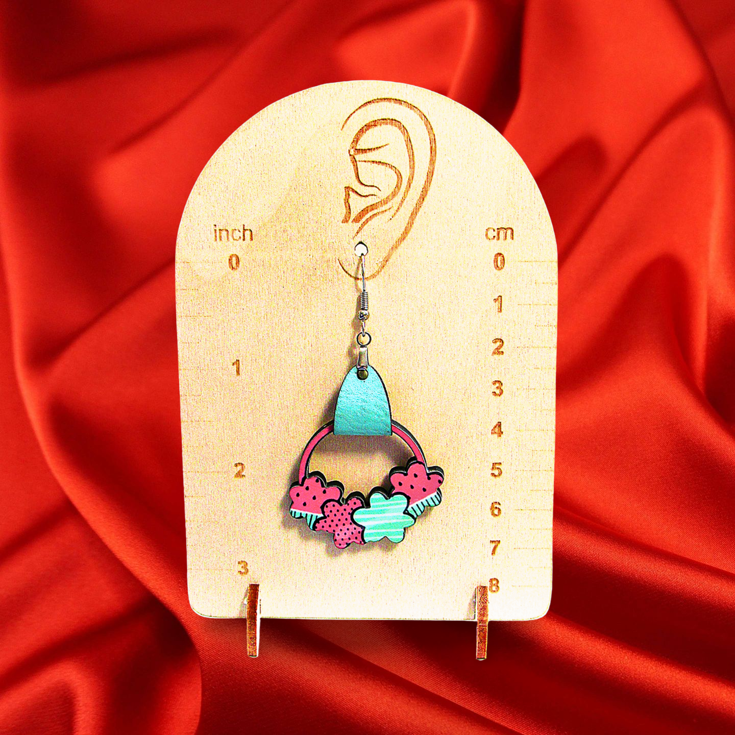 Round Flower Cluster Shaped Sublimated Earrings