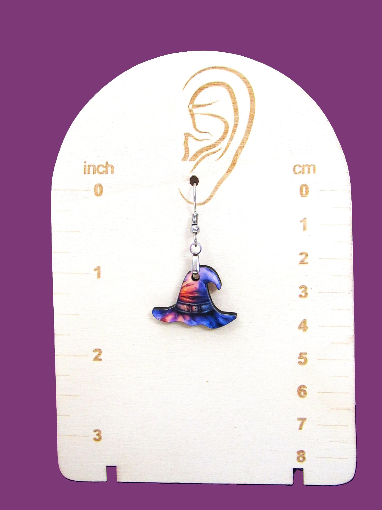 Witch Hat Shaped Sublimated Earrings 1 inch
