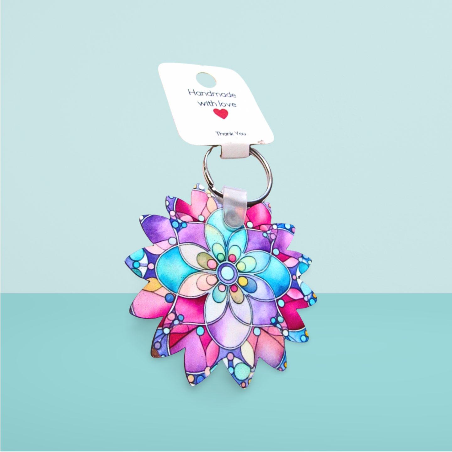 Sunflower Shaped Sublimated Keychain