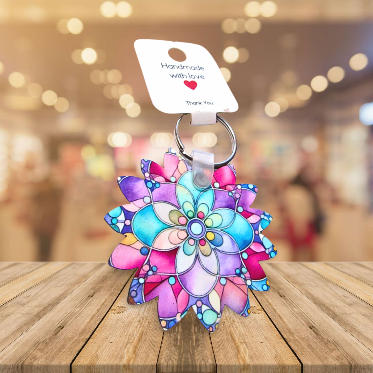 Sunflower Shaped Sublimated Keychain