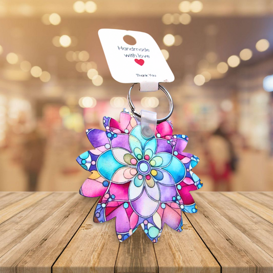 Sunflower Shaped Sublimated Keychain