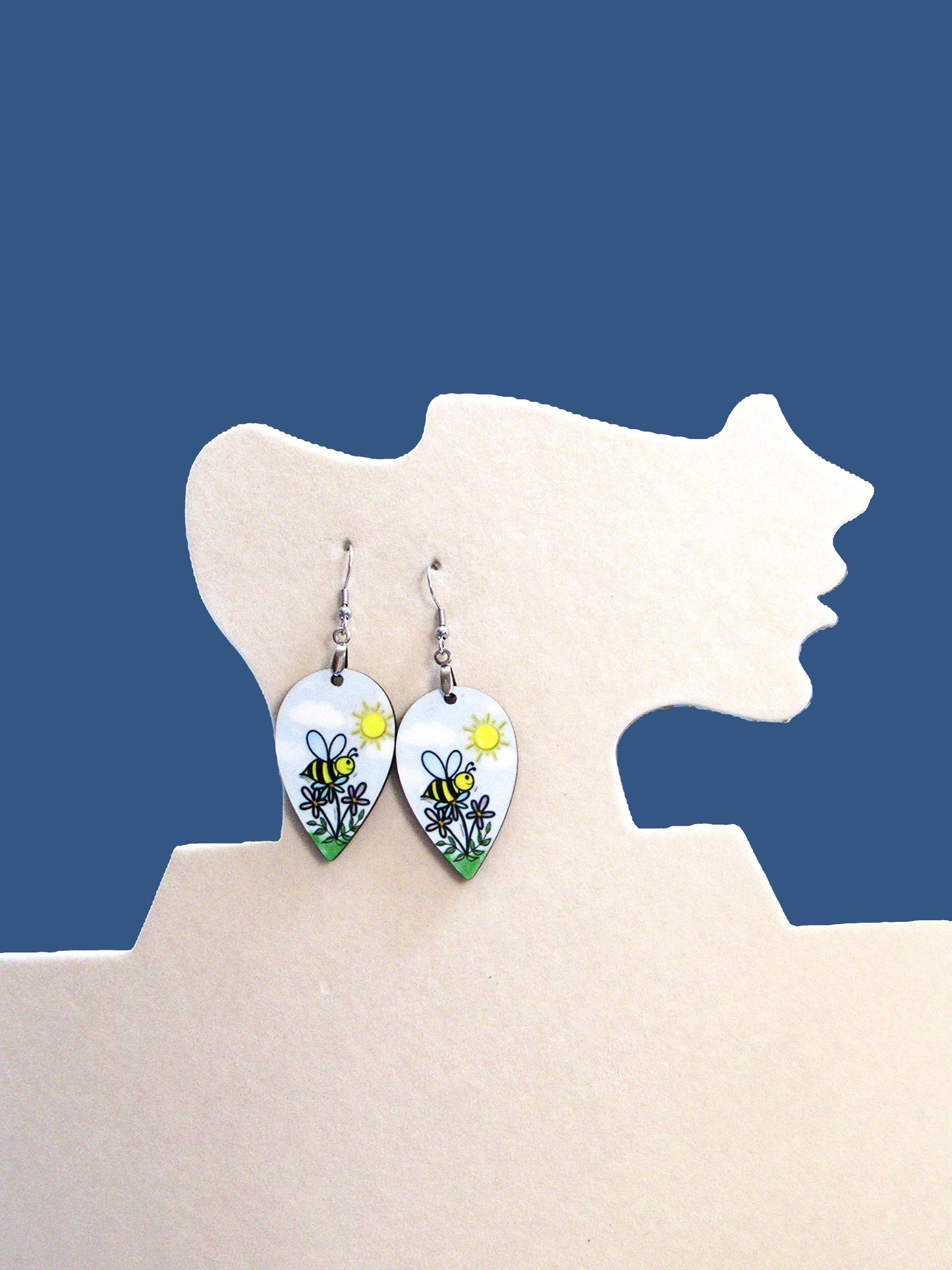 Reverse Teardrop Shaped Sublimated Earrings