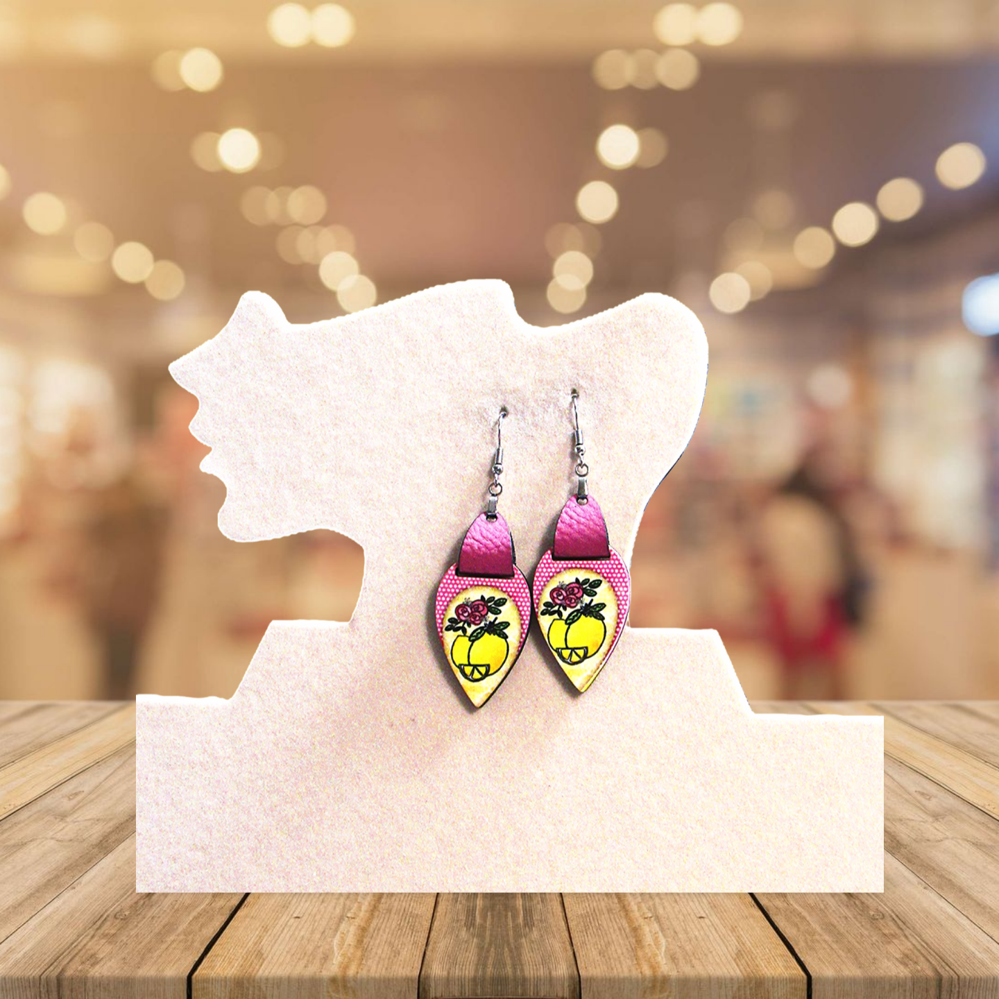 Faux Leather Teardrop Sublimated Earrings