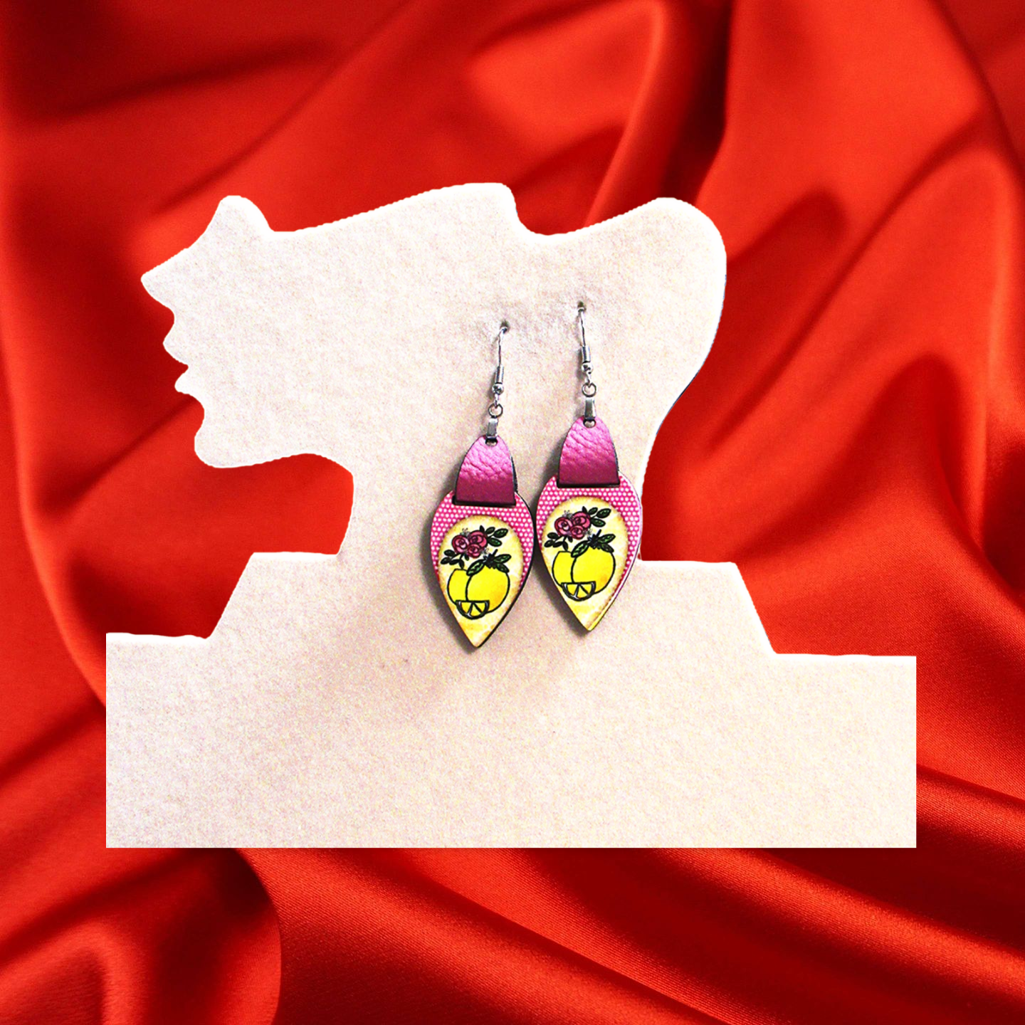 Faux Leather Teardrop Sublimated Earrings