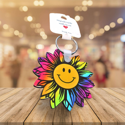 Sunflower Shaped Sublimated Keychain