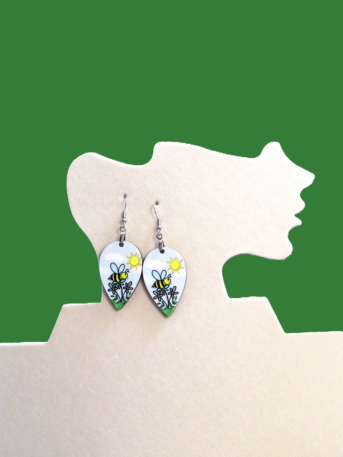 Reverse Teardrop Shaped Sublimated Earrings