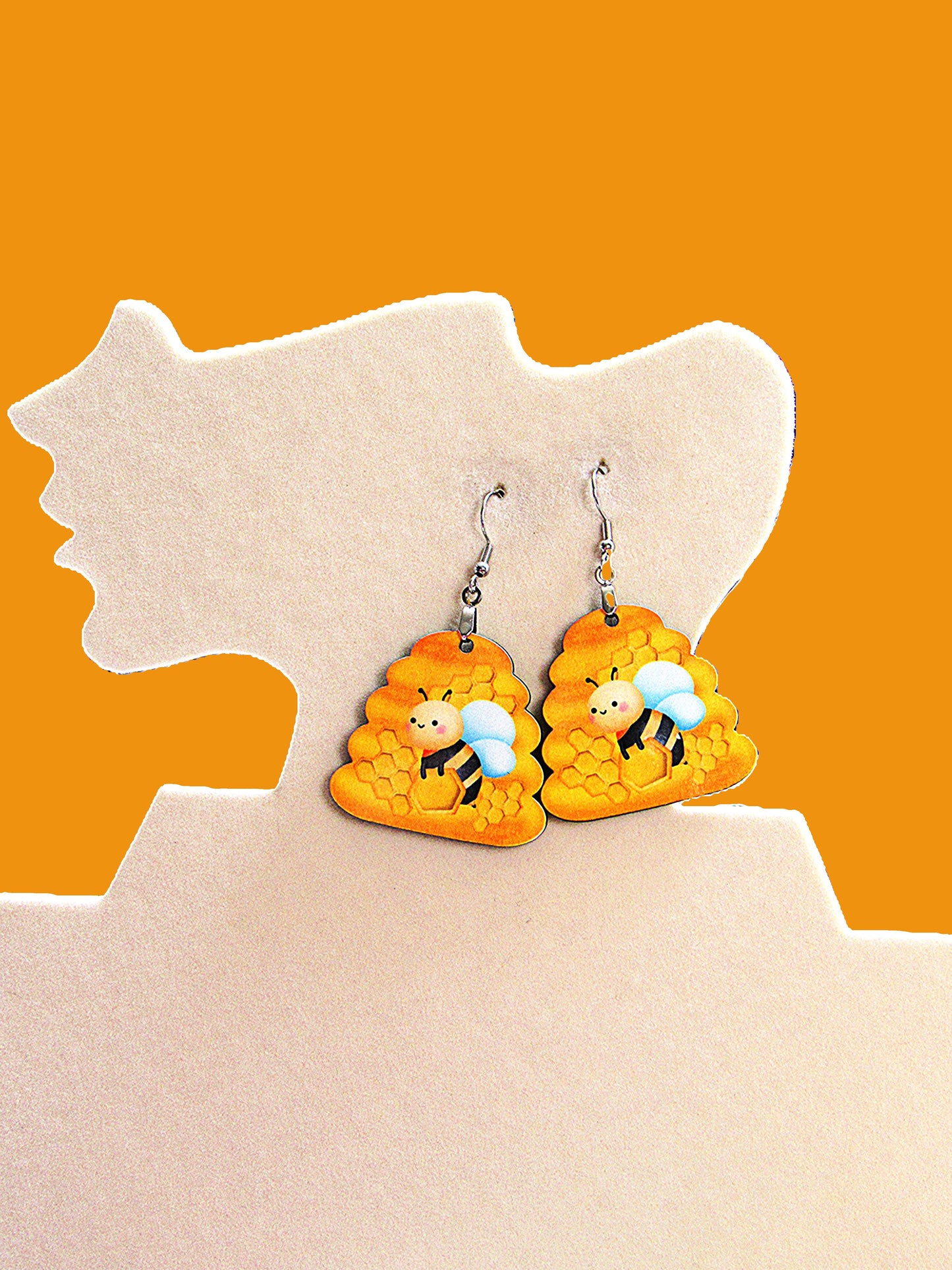 Beehive Shaped Sublimated Earrings 1.5 inch